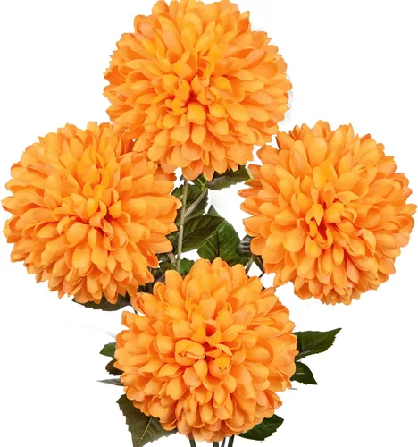 Vista 20 de Briful 12 tallos artificiales de crisantemo negro – Cabezas de flores de seda de 11 pulgadas de alto con hojas verdes, tallos flexibles