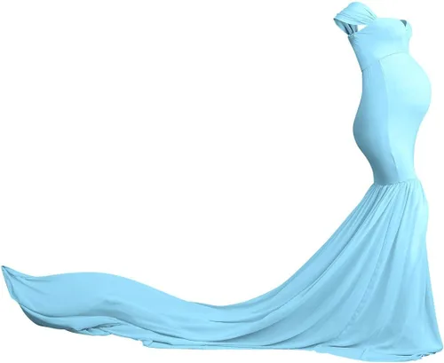 Vista 2 de Vestido de maternidad para mujer para fotografía, sirena con hombros descubiertos, ajustado, vestido de gasa, holgado, para baby shower, maxi