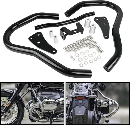 Vista 4 de Worldmotop Highway Crash Bar - Protector de motor compatible con BMW R18 R18B Classic R 18 2020 2021 2022 (negro)