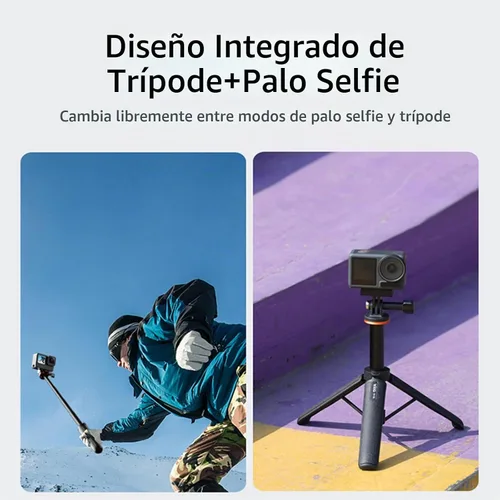 Vista 2 de Trípode extensible Selfie Stick para DJI OSMO Pocket 3/Action 4 Longitud Varilla de extensión ajustable con cardán para Insta360 ONE X3 / X2 Action