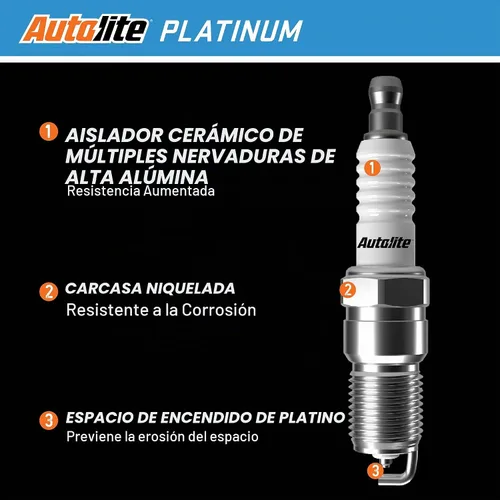 Vista 2 de Autolite Platinum AP5263 Bujías de repuesto para automóviles (paquete de 4)