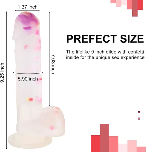 Vista 2 de Consolador enorme realista de 9 pulgadas con ventosas, juguete sexual para adultos, pene con polla curva y bolas para vagina del punto G y juguetes