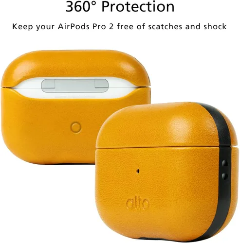 Vista 8 de alto Funda de Cuero Italiano Compatible con AirPods Pro 2ª Generación 2022 Mujeres Hombres Carcasa Rígida Protectora Soporta Carga Inalámbrica LED