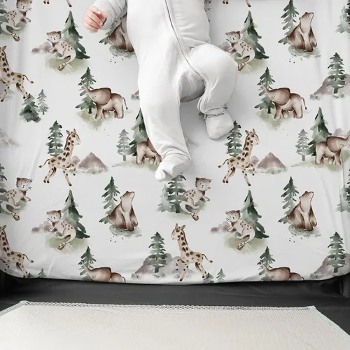 Vista 6 de Pack n Play Sheets BROLEX - Juego de 2 sábanas para cuna, juego de sábanas elásticas y portátiles para cuna, funda de colchón convertible