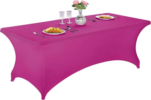 Vista 128 de LZY Mantel de mesa elástico ajustable de elastano para mesa plegable de 4, 6 o 8 pies, mantel rectangular de cóctel, perfecto para fiestas o Manzana