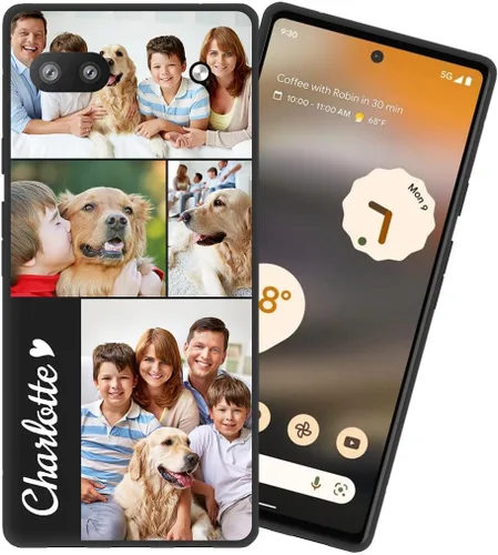 Vista 2 de Funda de teléfono personalizada para Google Pixel 6A, collages de múltiples imágenes, funda de texto con foto, funda protectora a prueba de arañazos