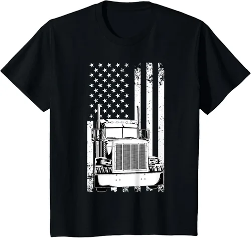 Vista 67 de Camión conductor bandera americana camionero vintage hombres mujeres regalo camiseta
