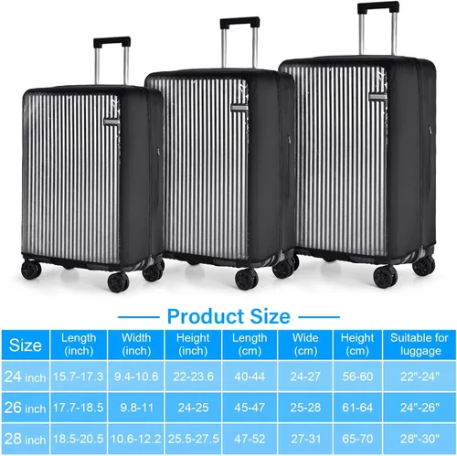 Vista 3 de oscaurt Luggage Cover Travel Suitcase Protector, No Disassembly Clear PVC Luggage Covers for Suitcase Transparent Protector