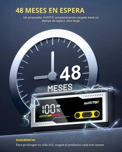 Vista 9 de AUXITO Arrancador de 6000A, arrancador de batería de coche de 12V, hasta todos los motores de gasolina y diésel de 12L con pantalla LED, caja