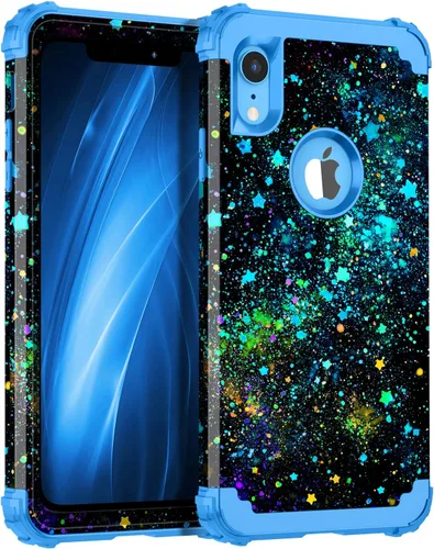 Vista 34 de Miqala Funda compatible con iPhone 13, que brilla en la oscuridad, tres capas, resistente, a prueba de golpes, de plástico duro, funda protectora