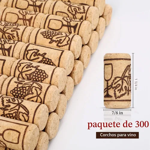 Vista 2 de Qunclay 300 piezas de corcho natural para vino, 0.87 x 1.73 pulgadas, recto