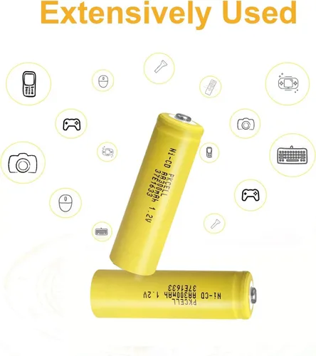Vista 3 de PKCELL Paquete de 4 pilas recargables AA 1.2V 300mAh NICD con botón superior para luces solares (4 unidades)
