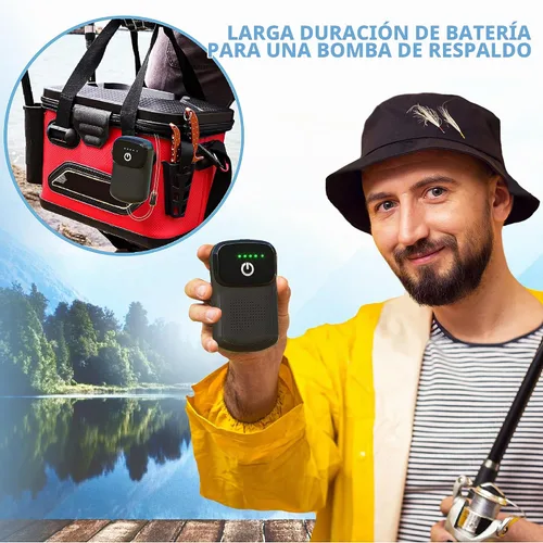 Vista 4 de Skywin Portable Aerator for Fish,USB Rechargeable Live Bait Aerator 18–32H Battery, Keeps Bait Alive Anywhere, Quiet Aquarium Water Pump for negro