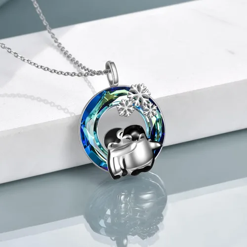 Vista 5 de Pingüinosperezosospandasbúhospanda rojojirafagatosllamasdinosaurioosocerdo monoconejito de Pascua, regalos de pingüinos, plata de ley 925, joyería