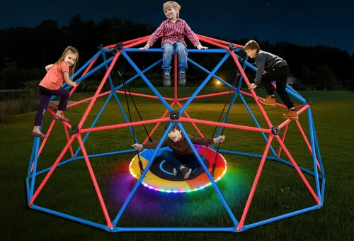 Vista 7 de Hapfan 7.2 ft Tall Climbing Dome Swing Set with Saucer Swing for Kids 3-12 Large Jungle Gym Dome Climber, 950lbs Total Capacity, Rust-resistant
