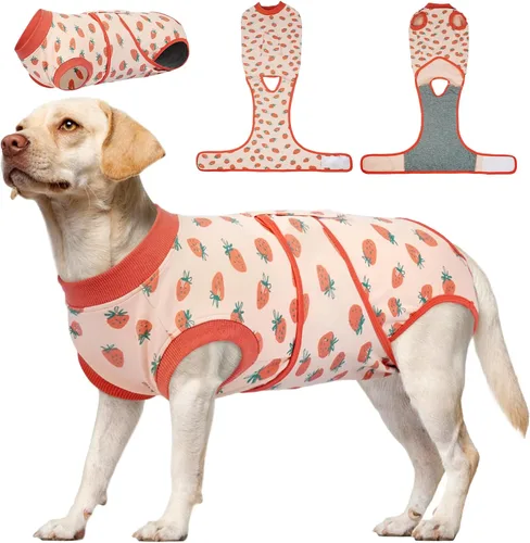 Vista 48 de Kuoser Traje de cirugía para perro, cómodo traje de recuperación para perras, mameluco protector posoperatorio, alternativa suave al cuello E