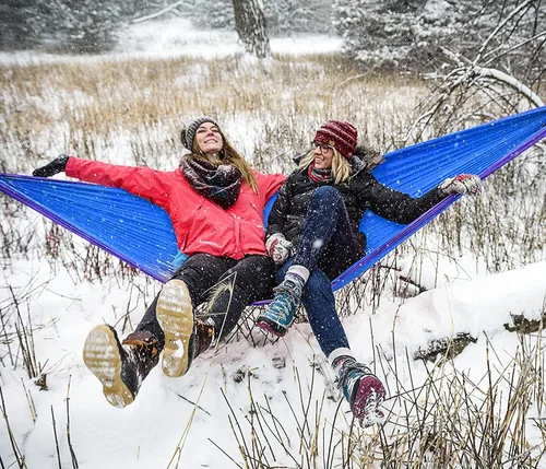 Vista 6 de ENO Eagles Nest Outfitters - Hamaca DoubleNest, portátil para dos Aqua Zafiro Ámbar