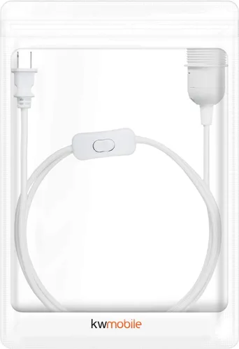 Vista 6 de kwmobile Cable de luz enchufable, cable de lámpara colgante de tela de 20 pies de largo con enchufe, enchufe E26, para colgar iluminación de techo