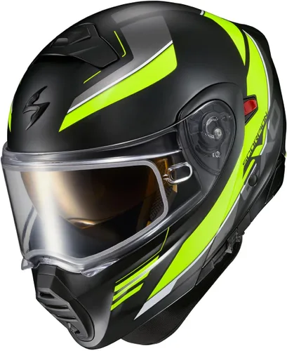 Vista 2 de ScorpionEXO GT930 - Casco modular para moto de nieve de aventura en clima frío, escudo de doble panel con caja de respiración y módulo de bolsillos