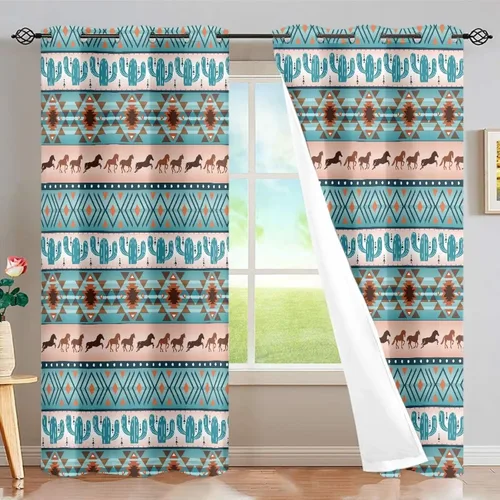 Vista 73 de Dreaweet African Tribal Blackout Curtains 63 Inch Long 2 Panels Set Bohemian Ethnic Geometric Grommet Top Thermal Insulated Curtains for Living Room