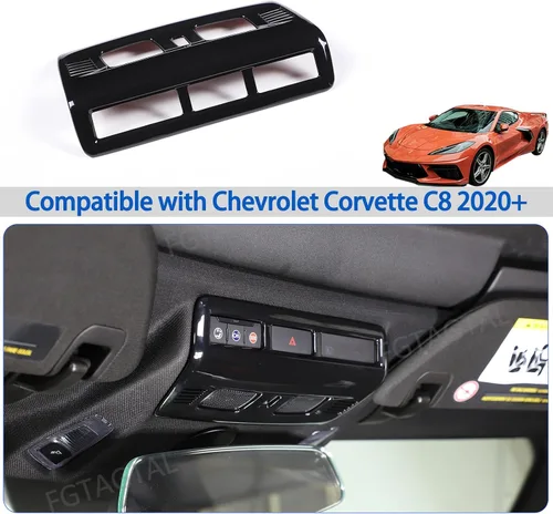 Vista 6 de Cubierta de lámpara de lectura de techo compatible con Chevrolet Corvette C8 2020-2024, cubierta de luz de lectura superior ABS, decoración de marco