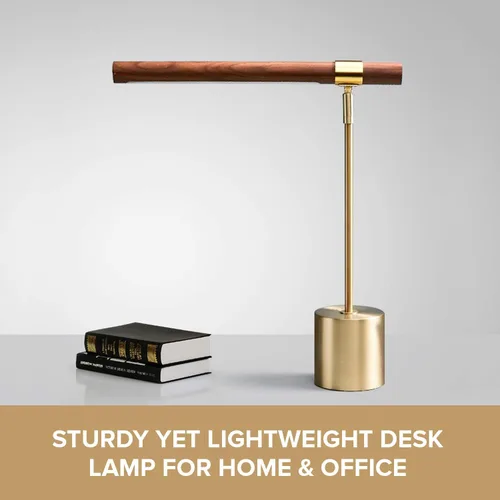 Vista 4 de Lámpara de Mesa Moderna Banker Slim - Luz de Escritorio LED - Lámpara de Madera y Latón - Lámpara de Mesa Ajustable - Lámpara de Escritorio de Siglo