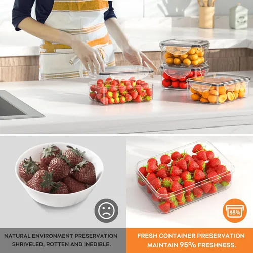 Vista 9 de 40 recipientes de almacenamiento de alimentos con tapas herméticas (20 recipientes y 20 tapas), contenedor de preparación de comidas de plástico