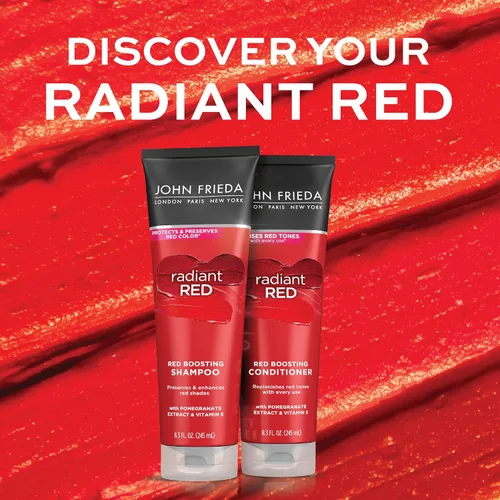 Vista 6 de John Frieda Champú Rojo Radiante Potenciador de Rojo, Champú Diario, Ayuda a Realzar los Tonos de Cabello Rojo, 8.3 Onzas, con Granada y Vitamina E