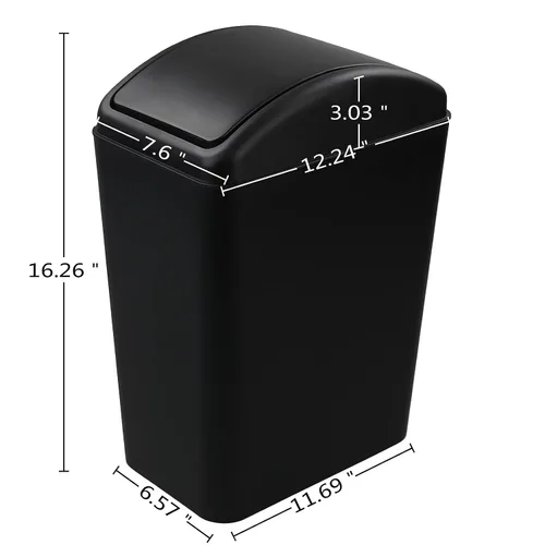 Vista 5 de Cand 1 bote de basura de 4 galones, cubo de basura de plástico con tapa giratoria, 16 L (negro)