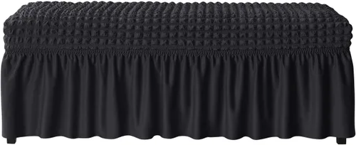 Vista 6 de SZJIAHTM Funda elástica suave para banco de comedor con falda, protector de reposapiés de poliéster, celosía de burbujas, fundas para banco de piano