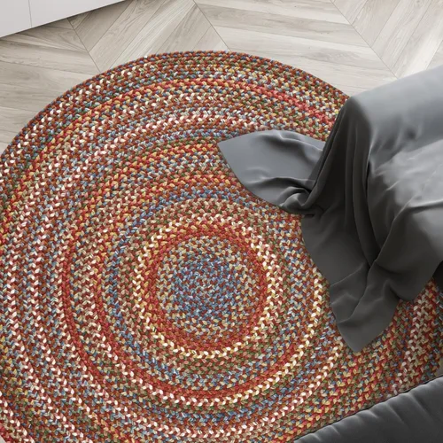 Vista 44 de Rhody Rug Country Jewel CJ35 - Alfombra trenzada ovalada de bronce de 2 x 3 pies, decoración del hogar, alfombra de piso o alfombra de dormitorio