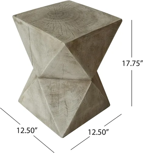 Vista 3 de Christopher Knight Home Lux Outdoor Weight - Mesa auxiliar de hormigón para exteriores, color gris claro