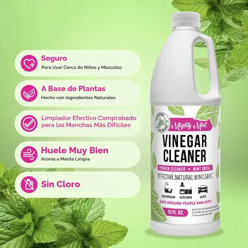 Vista 5 de Mighty Mint Limpiador de vinagre, limpieza multiusos para superficies domésticas, aroma natural de menta, 32 onzas