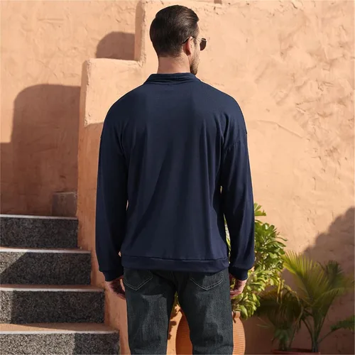 Vista 8 de Opomelo Men's Long Sleeve Solid Polo Shirts -Fashion Casual Golf Shirt Collared T Shirts