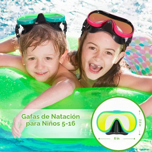 Vista 4 de Keary Kids Swim Goggles Nose Cover Swimming Mask Wide View Girls Boys 5-16