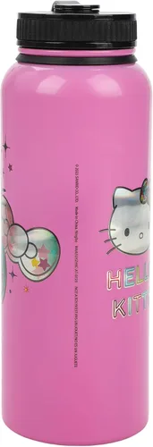 Vista 3 de Bioworld Hello Kitty CD Collection - Botella de agua de acero inoxidable rosa de 40 onzas