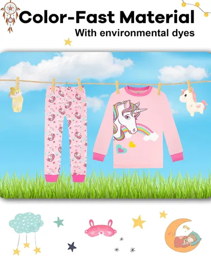 Vista 7 de KOBERO Pijamas de Navidad para niños y niñas de 18 meses-12 años, ropa de dormir 100% algodón