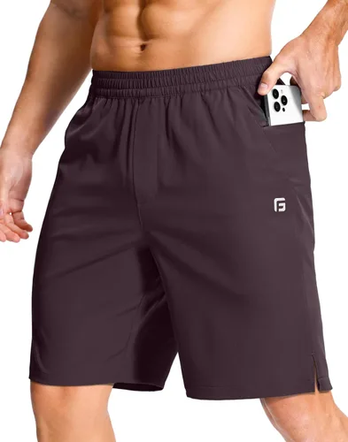 Vista 69 de GGJ Pantalones cortos deportivos ligeros para hombre con 2 bolsillos con cremallera de 7/5/9 pulgadas, pantalones cortos de tenis de secado rápido