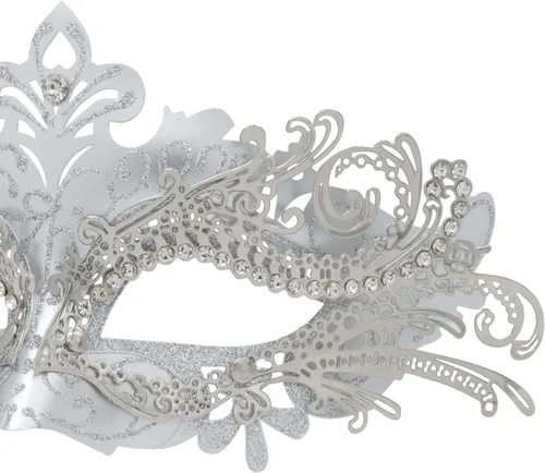 Vista 4 de Máscara de metal para parejas, máscara de hombre griego romano, máscara veneciana de Halloween, máscara de bola de Mardi Gras, máscara de fiesta