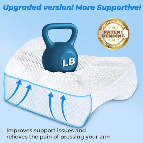 Vista 7 de SAHEYER Almohada para dormir de lado con orificio para el brazo, sistema de alivio de hombros con agujero de 3 brazos, almohada de espuma