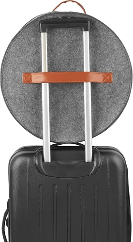 Vista 9 de Caja de almacenamiento para sombreros para mujeres y hombres, fieltro de viaje, redonda, plegable, resistente, grande, 17 x 11 pulgadas