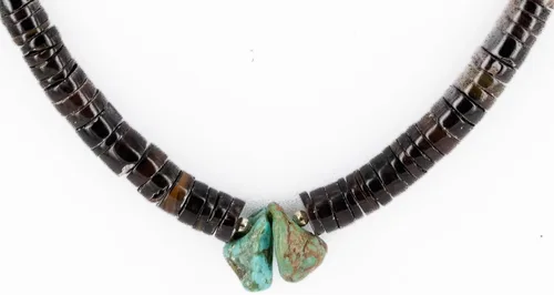 Vista 4 de $300Tag Collar de plata certificada Navajo graduado turquesa nativo americano 16062-1 Hecho por Loma Siiva, Metal Piedra, turquesa estabilizada