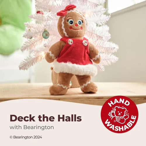 Vista 3 de Bearington Holly Ginger the Gingerbread - Animal de peluche navideño de 10 pulgadas, adorable juguete de niña de jengibre relleno con tela de felpa