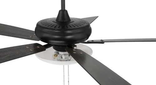 Vista 8 de Craftmade Ventilador de techo Eos de 52 pulgadas con 3 luces en acabado negro plano con cuchillas reversibles planas negras/madera gris