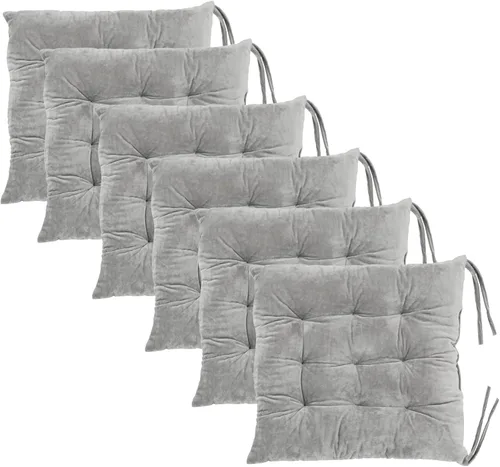 Vista 21 de Juego de 2 cojines para sillas de comedor con lazos, almohadilla antideslizante para silla de cocina para interior y tapete de asiento de comedor