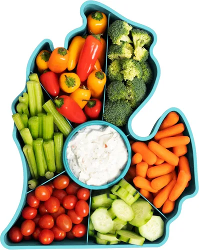 Vista 6 de KOLORAE Michigan - Bandeja para servir – Bandeja de aperitivos reutilizable de 7 compartimentos con taza de aderezo. Ideal para entretenimiento