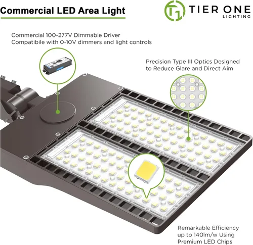Vista 3 de Luz LED de estacionamiento de 300 W con fotocélula del atardecer al amanecer, ajustable, montaje deslizante, caja de zapatos, luz LED para cancha