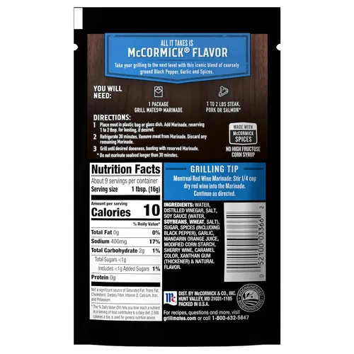 Vista 3 de McCormick Grill Mates Montreal Steak 30 Minute Marinade, 5 oz