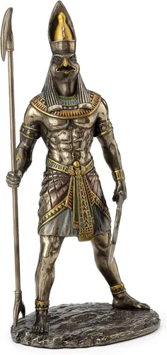 Vista 4 de WU Dios egipcio Horus sosteniendo estatua de cetro