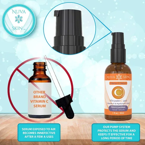 Vista 5 de Suero de vitamina C para la cara, suero facial Vitamina C y ácido hialurónico, suero antienvejecimiento, suero iluminador, suero facial iluminador